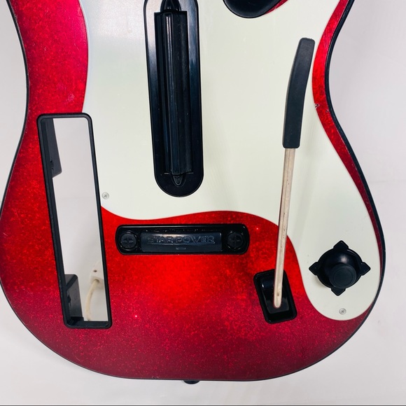 Wii Guitar Hero Wireless Controller Red White Starburst With Lego Rock Band Game - Picture 5 of 12